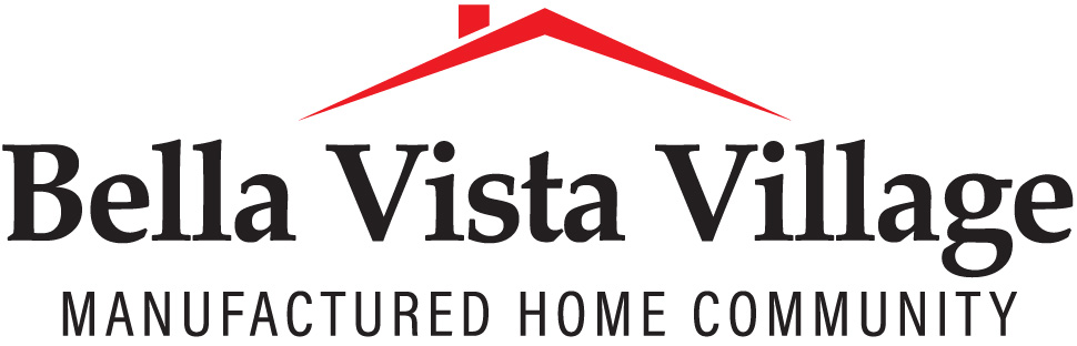 A logo for Bella Vista Village, a manufactured home community.